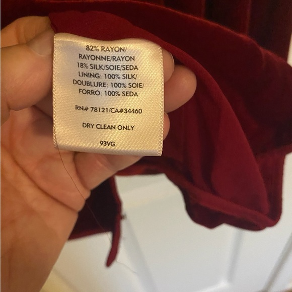 Eileen Fisher Women's Deep Red Velvet Button Up Jacket Size Large - Picture 5 of 5